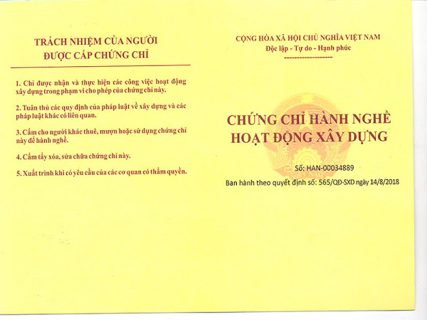 Chứng chỉ hành nghề xây dựng - Tất cả những thông tin hữu ích dành cho bạn 1 Chứng chỉ hành nghề hoạt động xây dựng