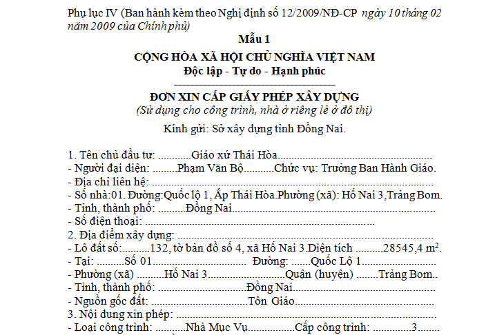 Xin giấy phép xây dựng nhà ở TP.HCM - Hướng dẫn thủ tục 3 Hồ sơ xin giấy phép xây dựng nhà ở Thành phố Hồ Chí Minh