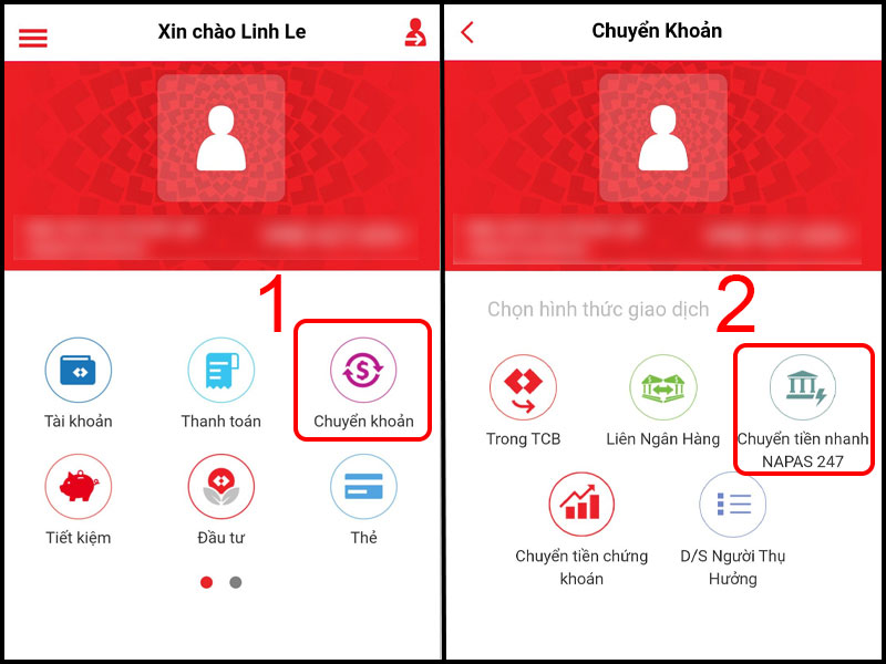 Những cách chuyển tiền ngân hàng nhanh chóng 1 Cách chuyển tiền ngân hàng nhanh NAPAS 24/7 qua số tài khoản